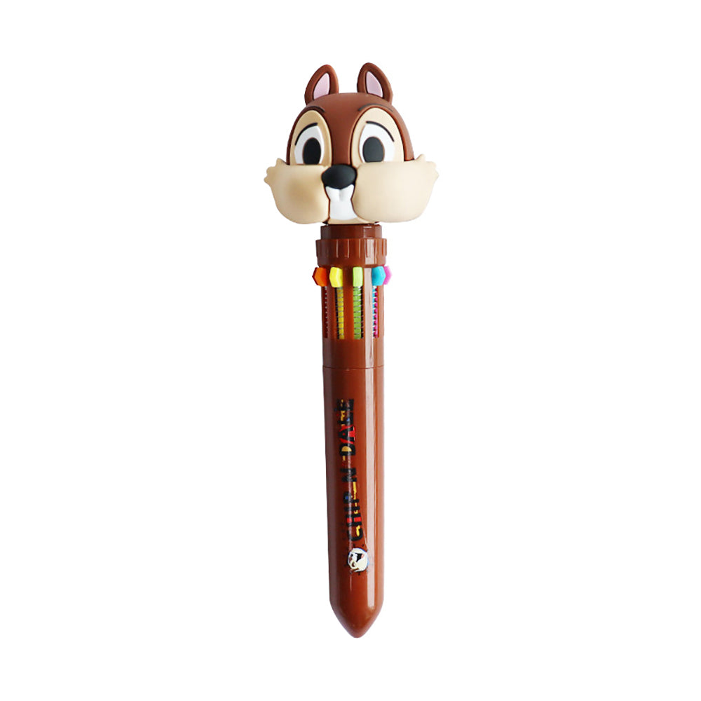 Disney Ten Color Ballpoint Pen Press Ball Pen Donald Duck Chip 'n' Dale Lots-O'-Huggin' Bear Cute Cartoon Model Big Head