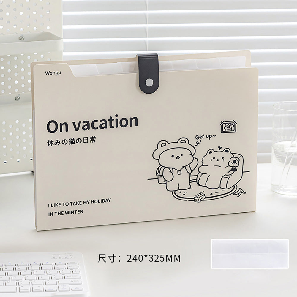 Japanese Cute Hand-Painted Large Accordion Document Organizer