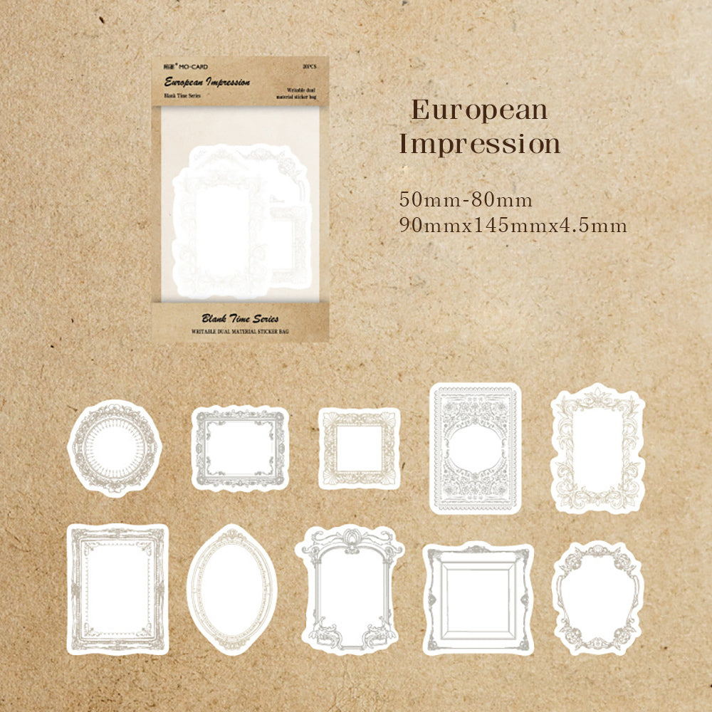 Mo·card Blank Time Series Note Sticker Pack Simple Retro Label Sticker Notebook Notes