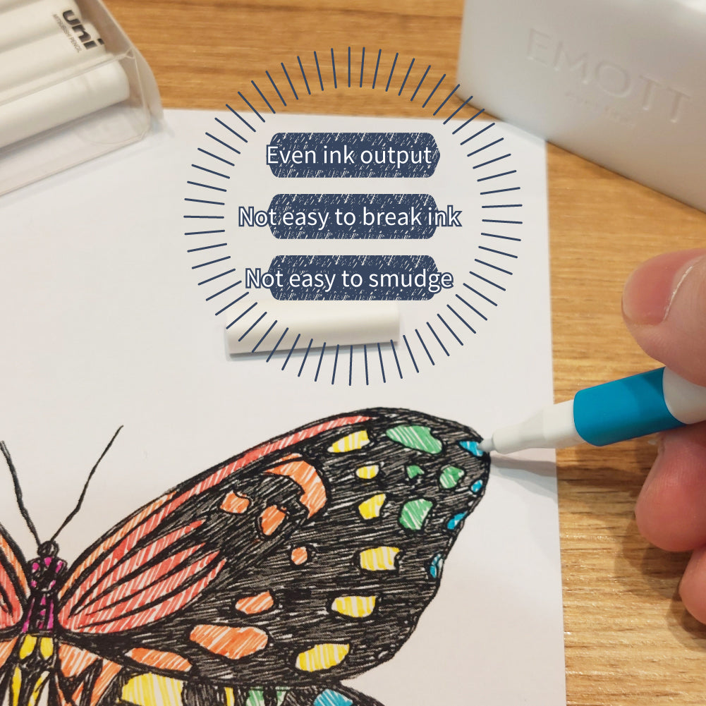 UNI EMOTT water-resistant color pen water-based pen signature pen drawing creation hand-drawn drawing note illustration stroke drawing