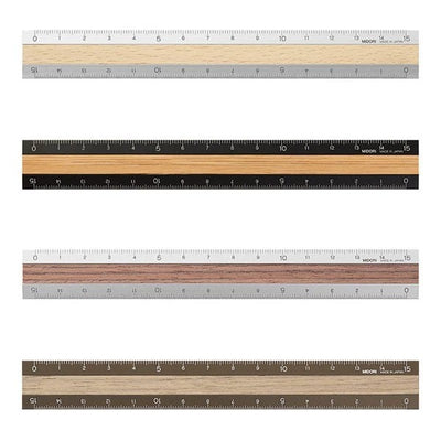MIDORI Office Stationery Dual Material Aluminum Wood Ruler Metal Ruler 15cm - CHL-STORE 