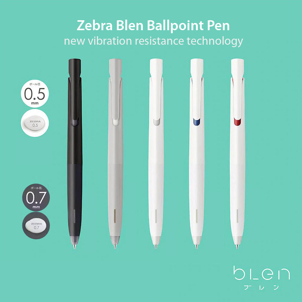Zebra BA88 BAS88 BLEN NENDO Non Vibrating Ultra Smooth Writing 0.5mm/ 0.7mm oil-based Ballpoint Pen - CHL-STORE 