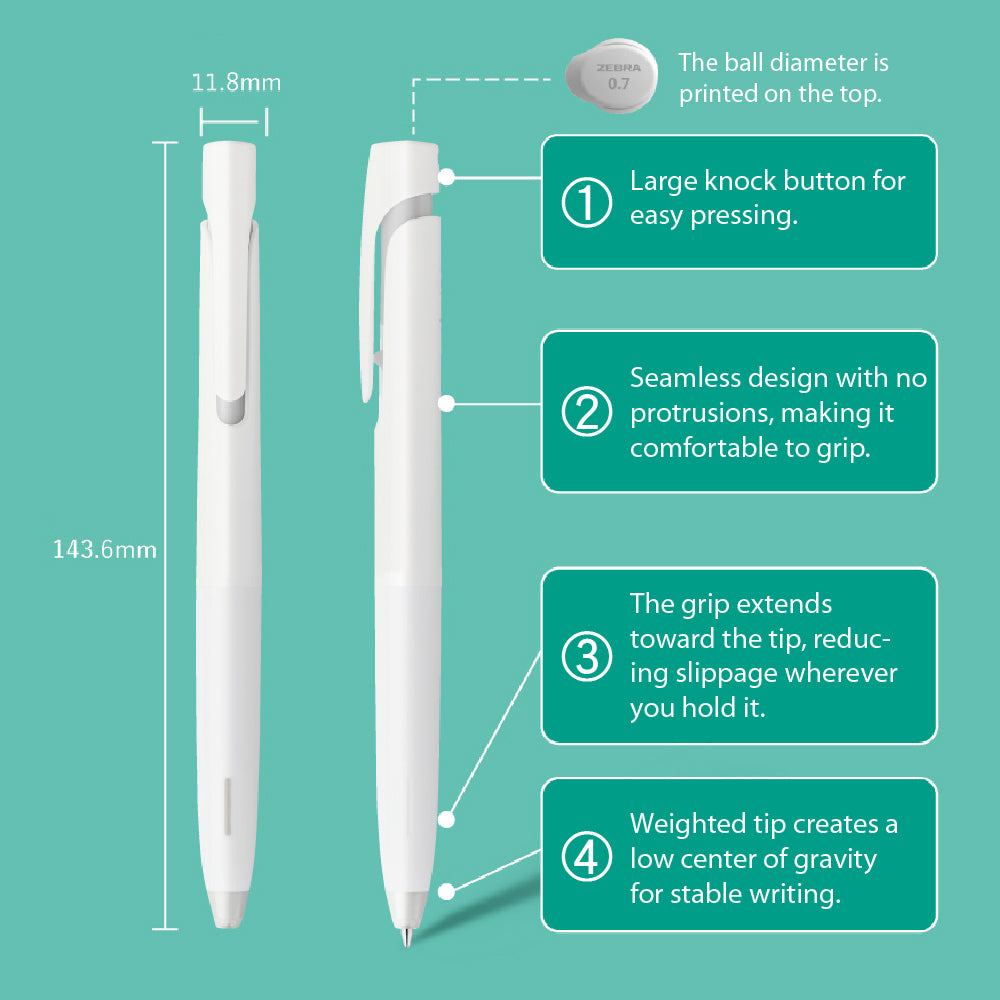 Zebra BA88 BAS88 BLEN NENDO Non Vibrating Ultra Smooth Writing 0.5mm/ 0.7mm oil-based Ballpoint Pen - CHL-STORE 