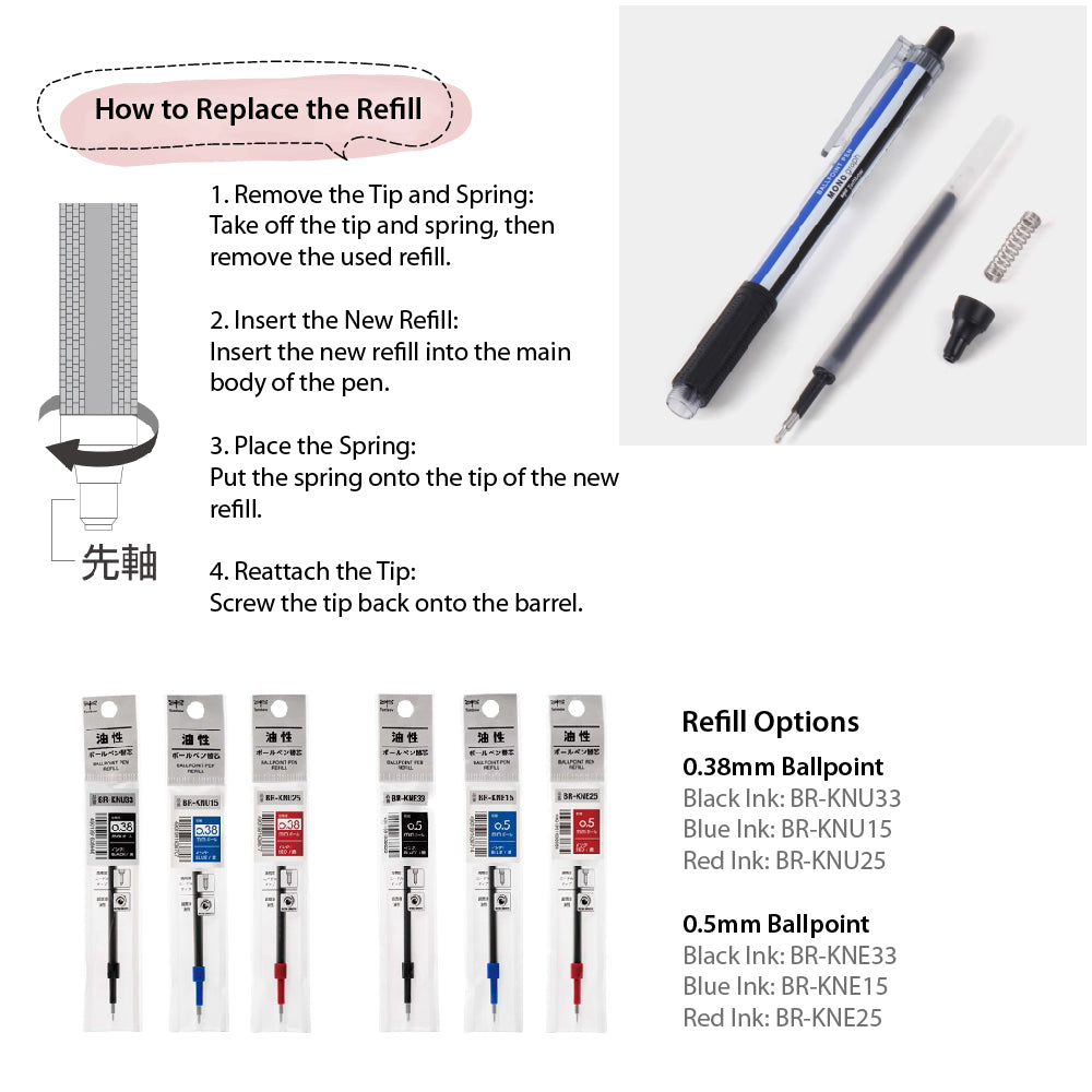 Tombow BC-MGL MONO กราฟไฟกดแบบคลาสสิกใหม่สี 0.38 มม. 0.5 มม. ปากกาลูกลื่นปากกา