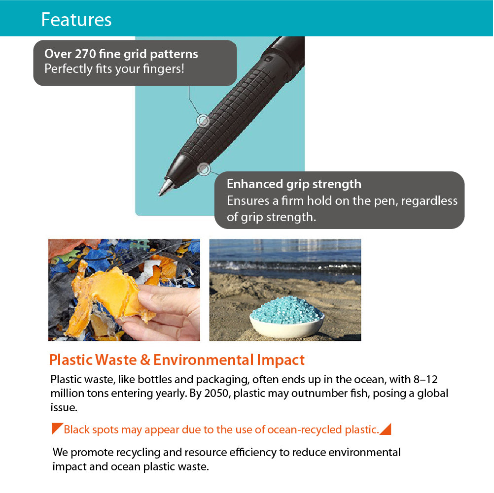 (Pre-order)PILOT BSGK-10EFOP SUPER GRIP‧G Ocean Plastic Recycling Environmental Recycling 0.5/0.7MM Ballpoint Pen (Black Ink)