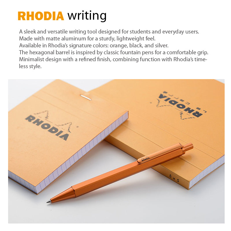 Rhodia CF928 स्क्रिप्ट मेटल हेयरलाइन एल्यूमीनियम लिमिटेड कलर हेक्सागन शाफ्ट 0.7 मिमी बॉलपॉइंट पेन