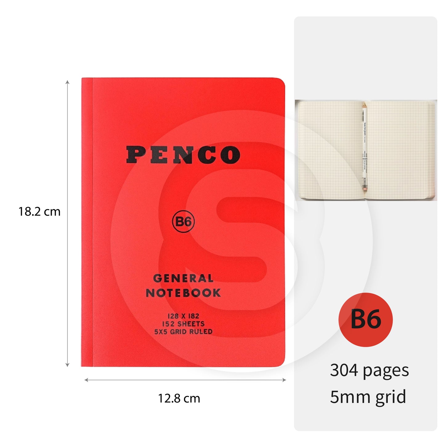 HIGHTIDE penco soft PP notebook red yellow B5 grid diary notepad writing notebook painting life record