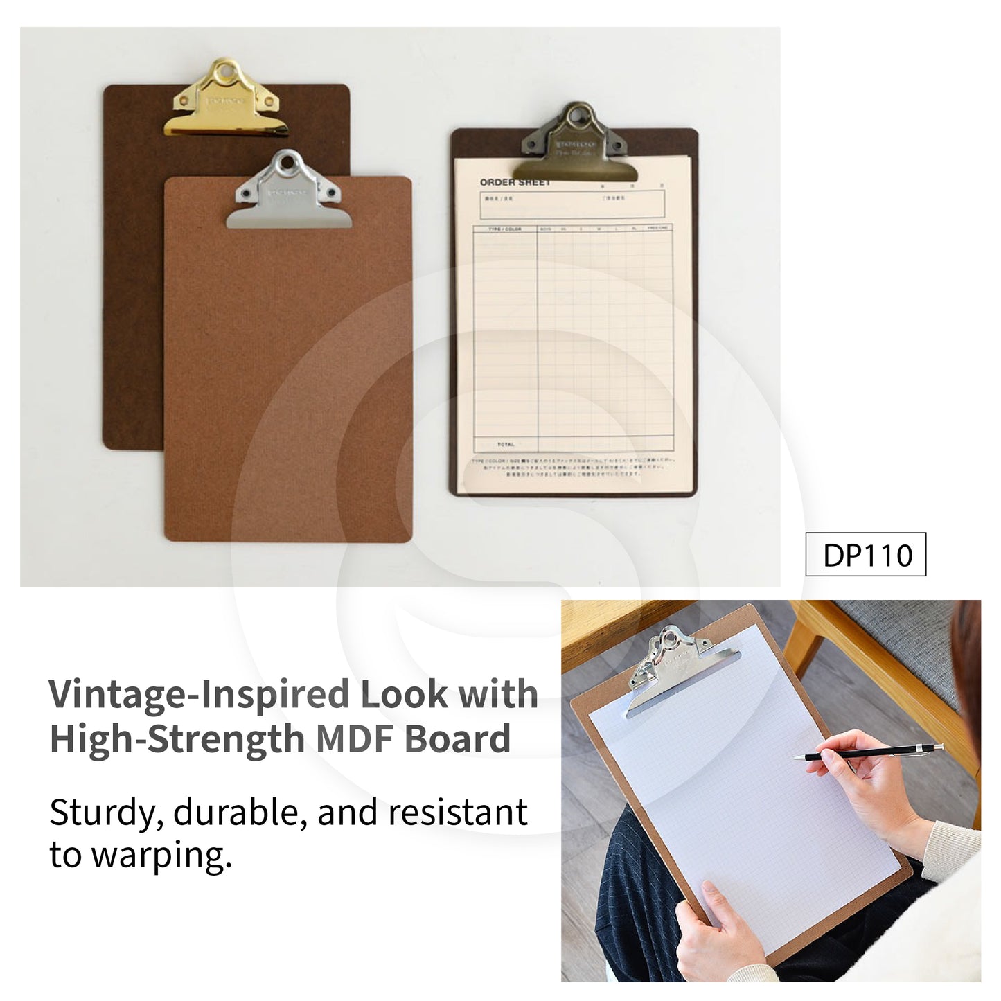 HIGHTIDE PENCO Retro Board Clamp Plywood A5 A4 Size Silver Clip Gold Clip Bronze Clip Retro Blackboard Texture