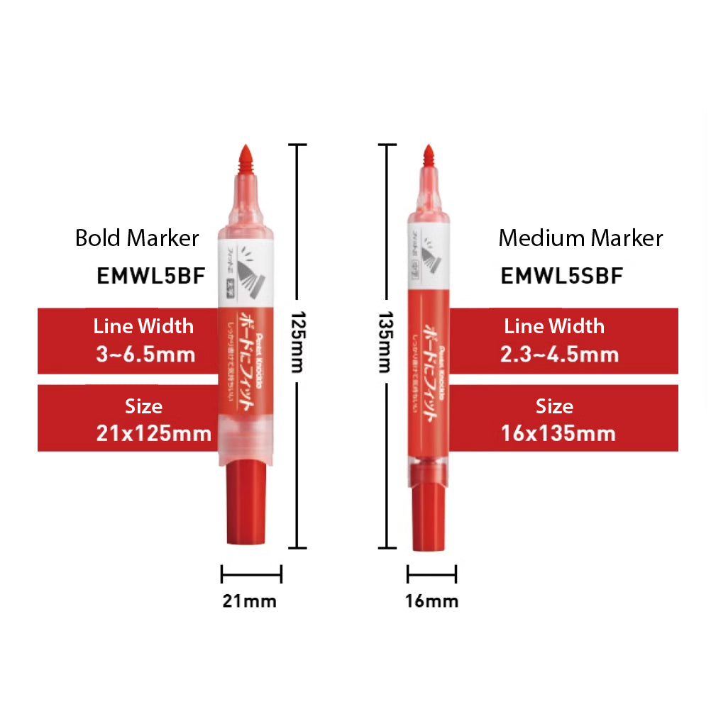 PENTEL KNOCKLE EMWL5BF6ST straight-liquid whiteboard pen