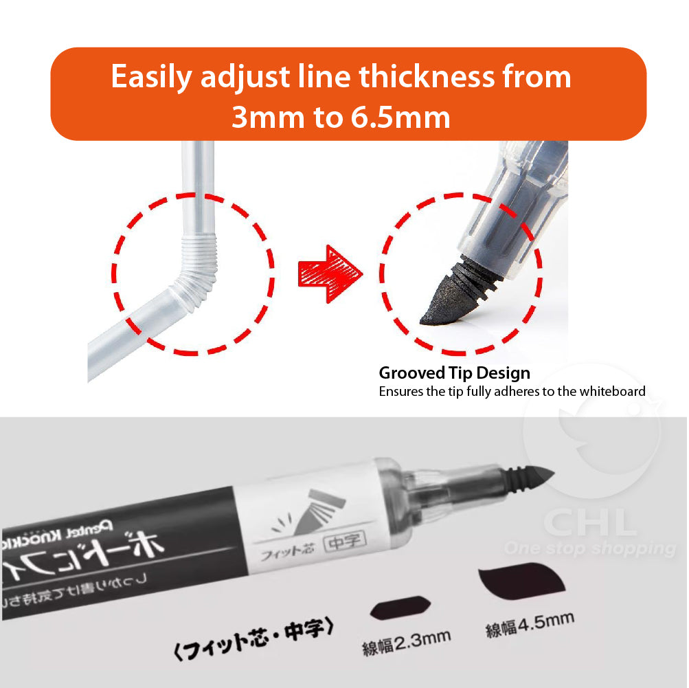 PENTEL KNOCKLE EMWL5BF6ST straight-liquid whiteboard pen