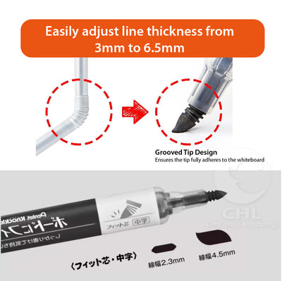PENTEL KNOCKLE EMWL5BF6ST straight-liquid whiteboard pen