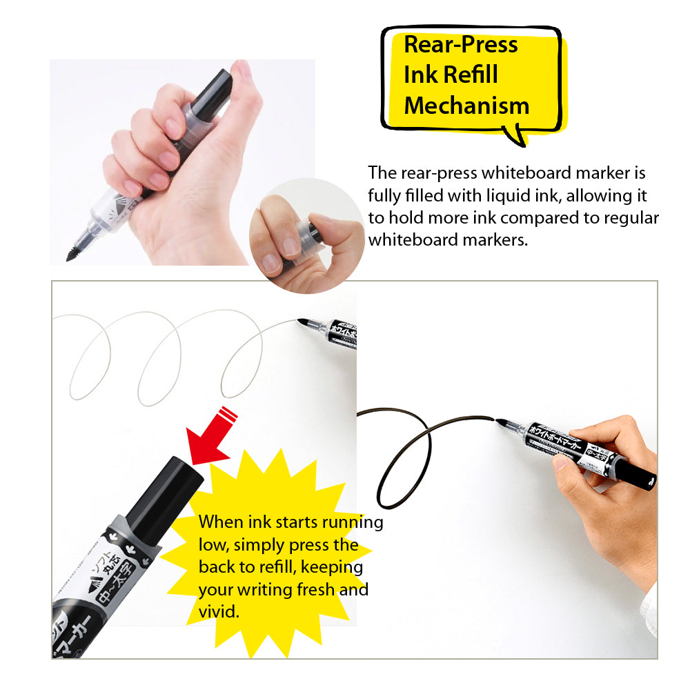 PENTEL KNOCKLE EMWL5BF6ST straight-liquid whiteboard pen