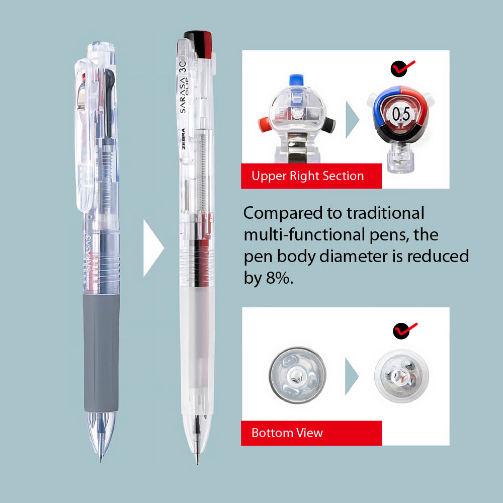 ZEBRA SARASA CLIP 3C 0.4 0.5 mm 3-color gel pen ballpoint pen Japanese textured stationery