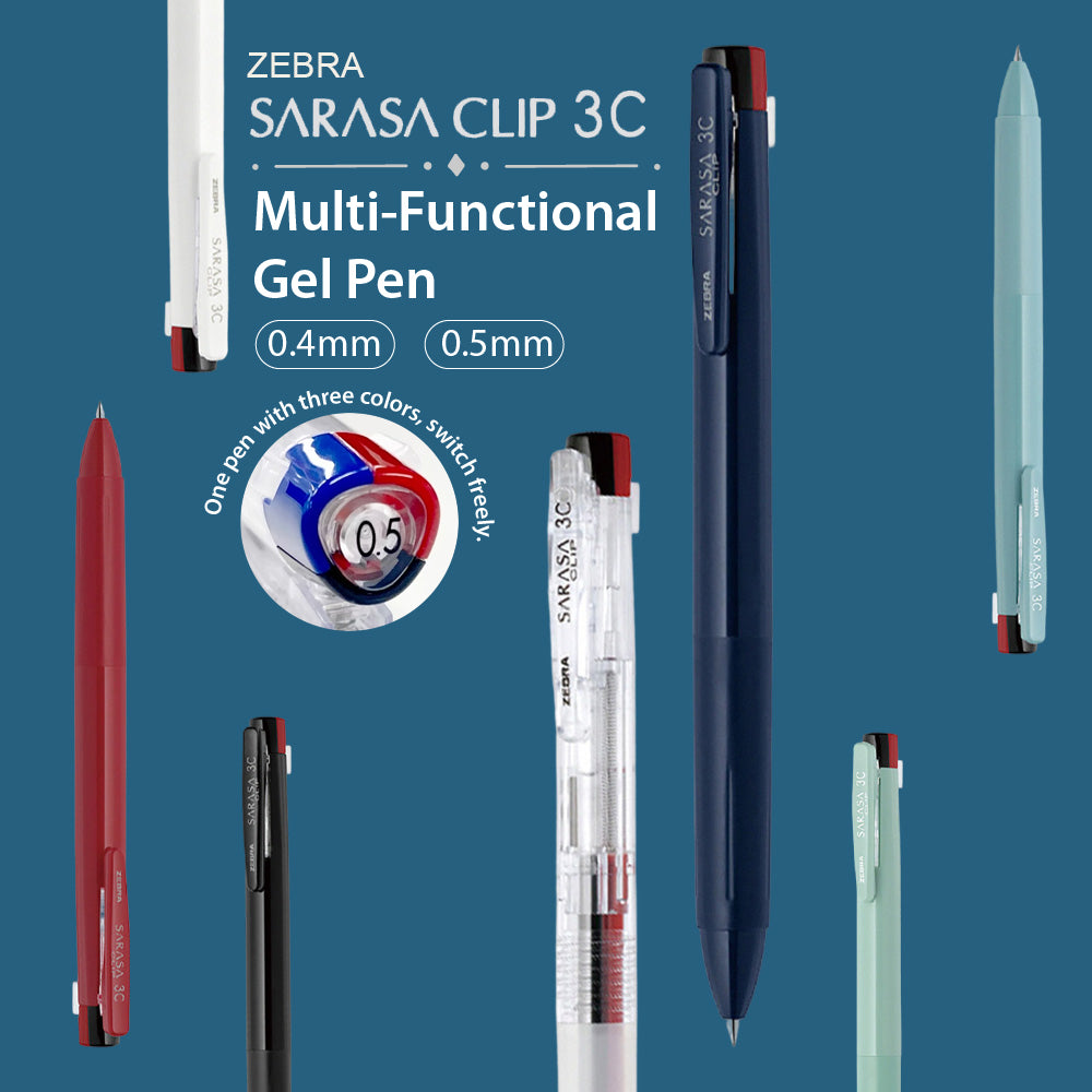 ZEBRA SARASA CLIP 3C 0.4 0.5 mm 3-color gel pen ballpoint pen Japanese textured stationery