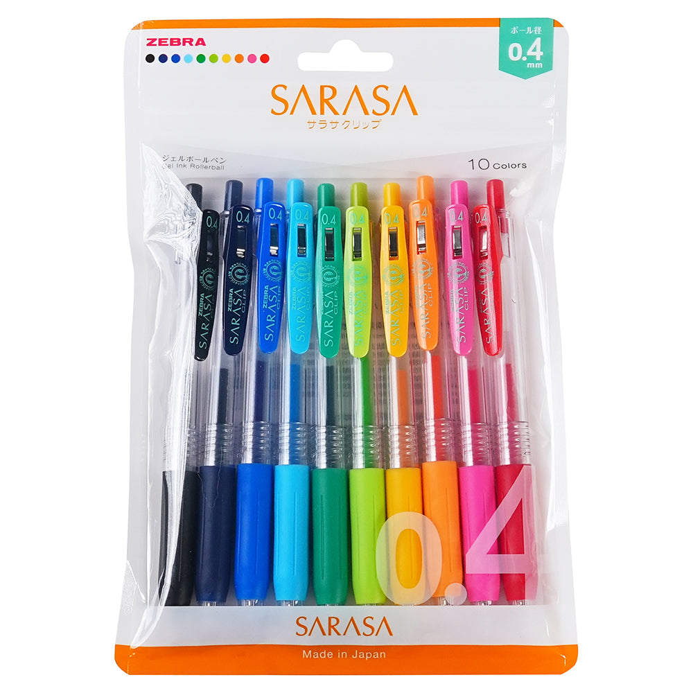Zebra JJS15-10CA Sarasa Clip 0.4mm مجموعة من خمسة ألوان مجموعة مجموعة البيئة المقاومة للمياه المقاومة للماء