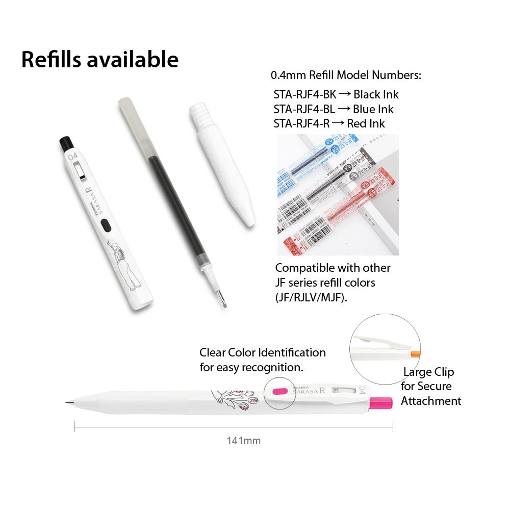 ZEBRA SARASA R JJS29 0.4MM Simple Style Series Gel Pen Single Three-in-one Group Learning Office Stationery STA-JJS29-SP - CHL-STORE 