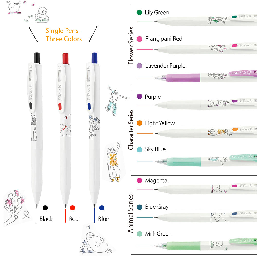 ZEBRA SARASA R JJS29 0.4MM Simple Style Series Gel Pen Single Three-in-one Group Learning Office Stationery STA-JJS29-SP - CHL-STORE 