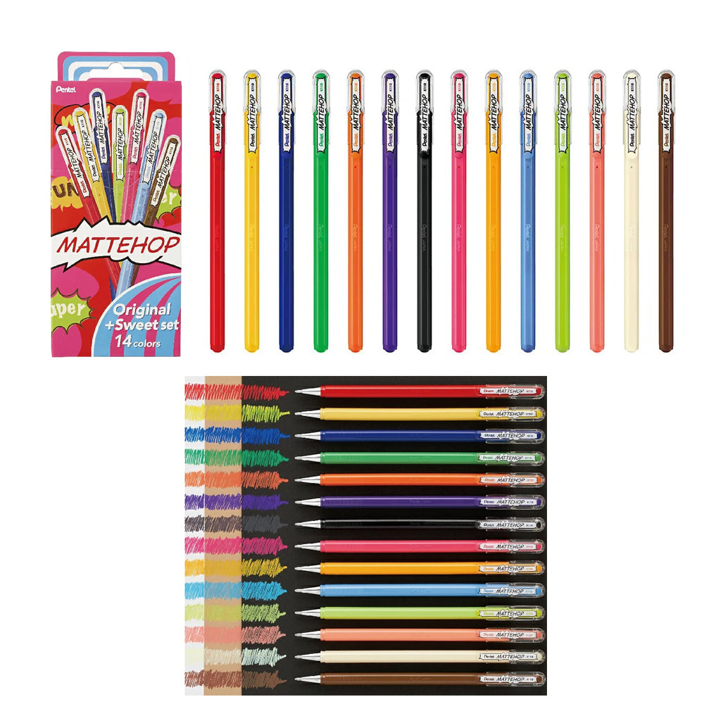 Pentel Mattehop colorful high-color pens, sweet colors, 1.0mm, 7-pack, matte color, deep and vivid, pocket card, photo
