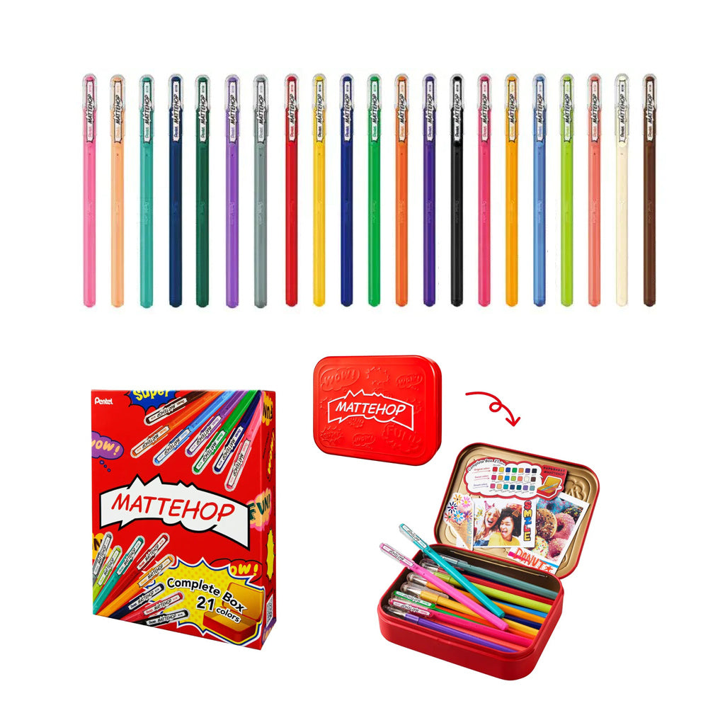 Pentel Mattehop colorful high-color pens, sweet colors, 1.0mm, 7-pack, matte color, deep and vivid, pocket card, photo
