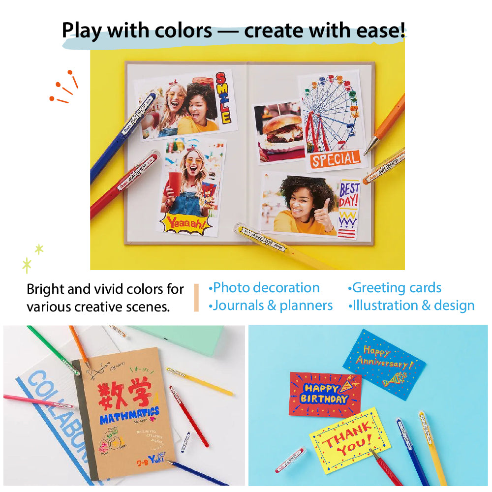 Pentel Mattehop colorful high-color pens, sweet colors, 1.0mm, 7-pack, matte color, deep and vivid, pocket card, photo