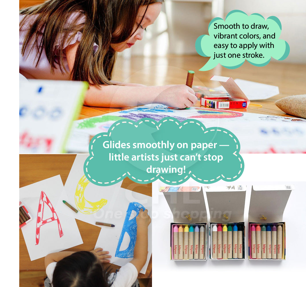 Kitpas Rice Water Crayons 6 Colors Non-toxic Children's Design Child-friendly Creative Doodling Artist ecru Super Easy Cleanup