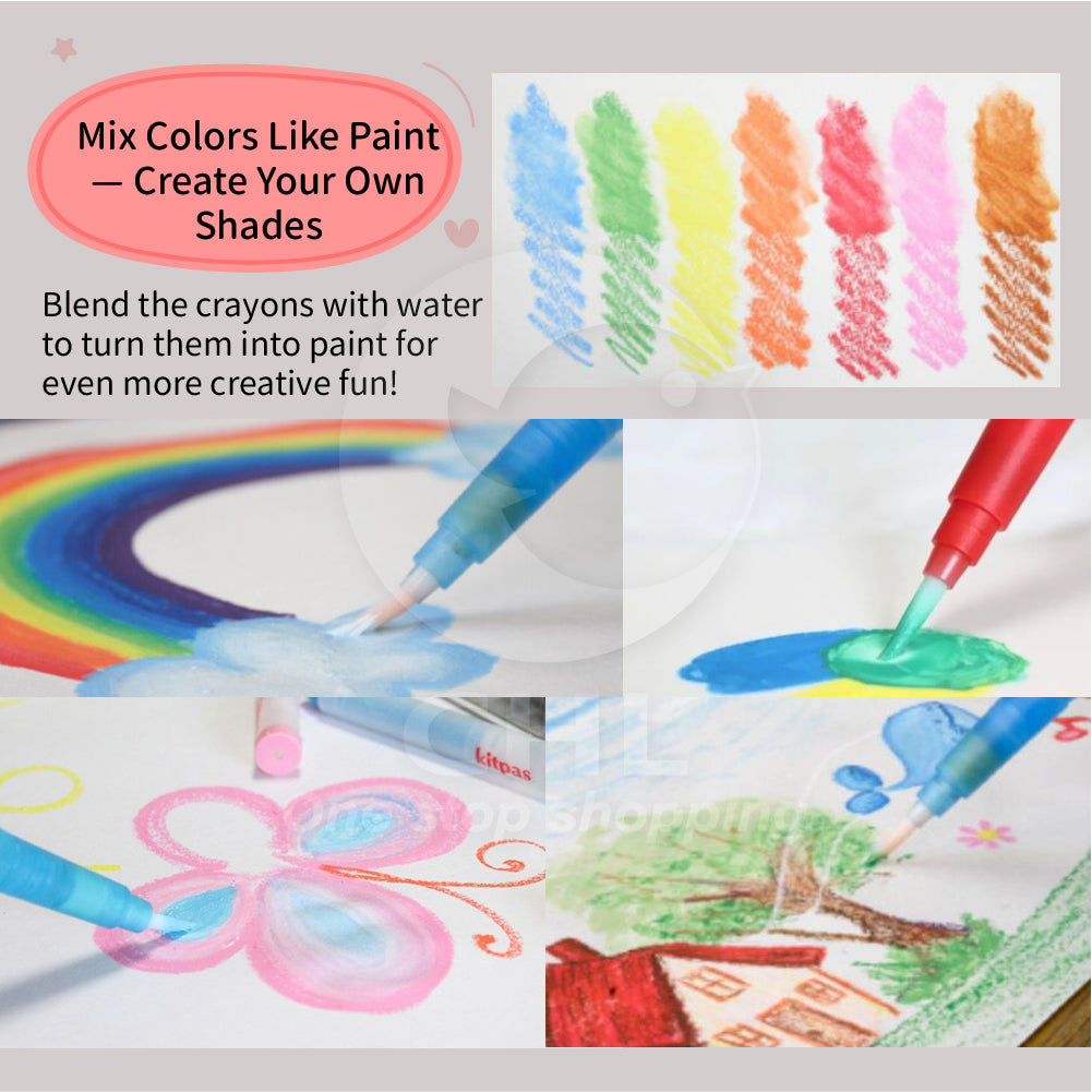 Kitpas Rice Water Crayons 6 Colors Non-toxic Children's Design Child-friendly Creative Doodling Artist ecru Super Easy Cleanup