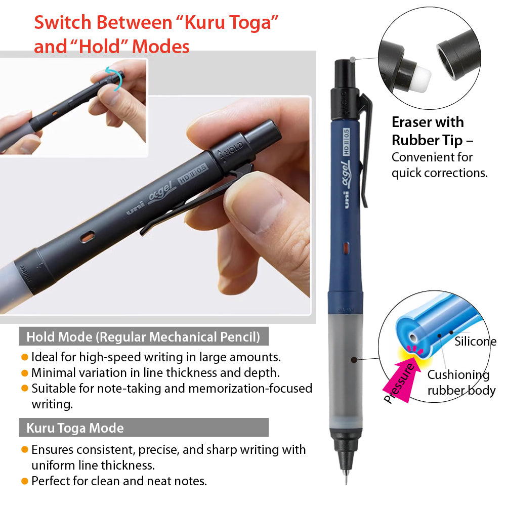 Uni M51009gg Alpha Gel Kuru Toga 0.5mm case case case mechanical pencil pen