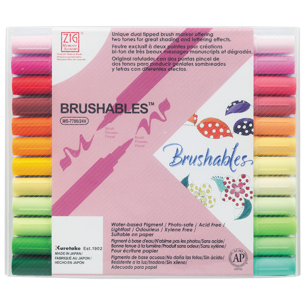 Kuretake water-based double-head marker six-color group marker bright color group pastel color group - CHL-STORE 
