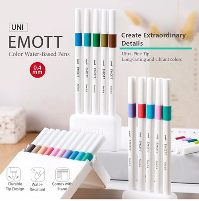 UNI EMOTT Rollerball Pen Set: Vibrant Colors & Precision Writing