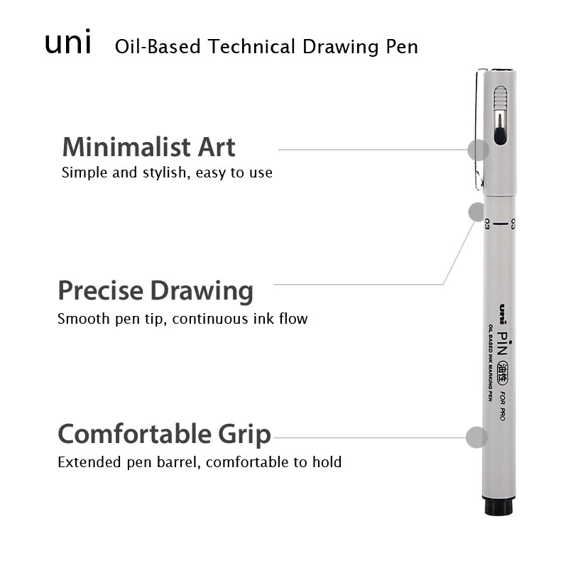 Fine character pen UNI 0.49mm oily very fine black drawing fine character art tool stationery painting student teacher student office PIN01A.24 - CHL-STORE 