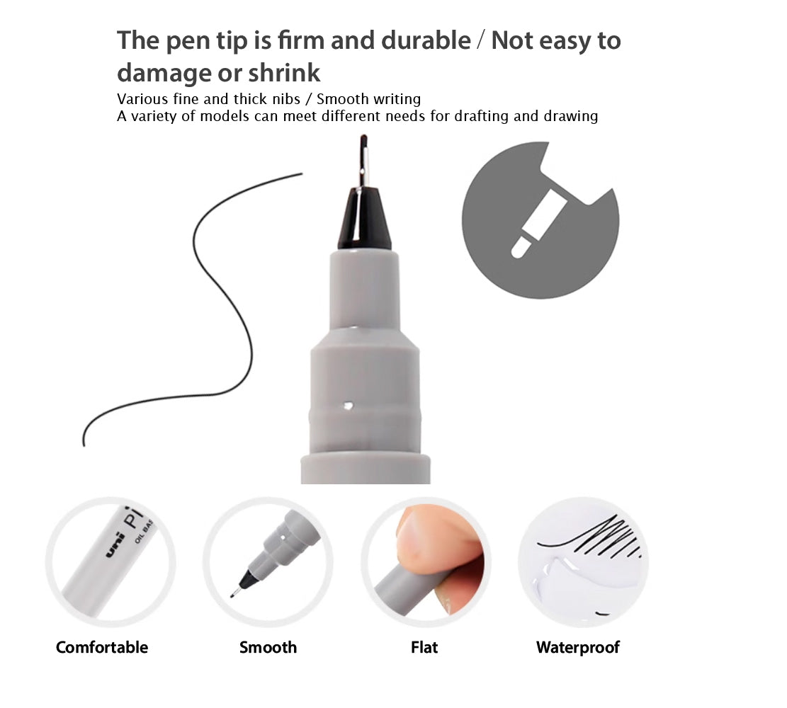 Fine character pen UNI 0.49mm oily very fine black drawing fine character art tool stationery painting student teacher student office PIN01A.24 - CHL-STORE 