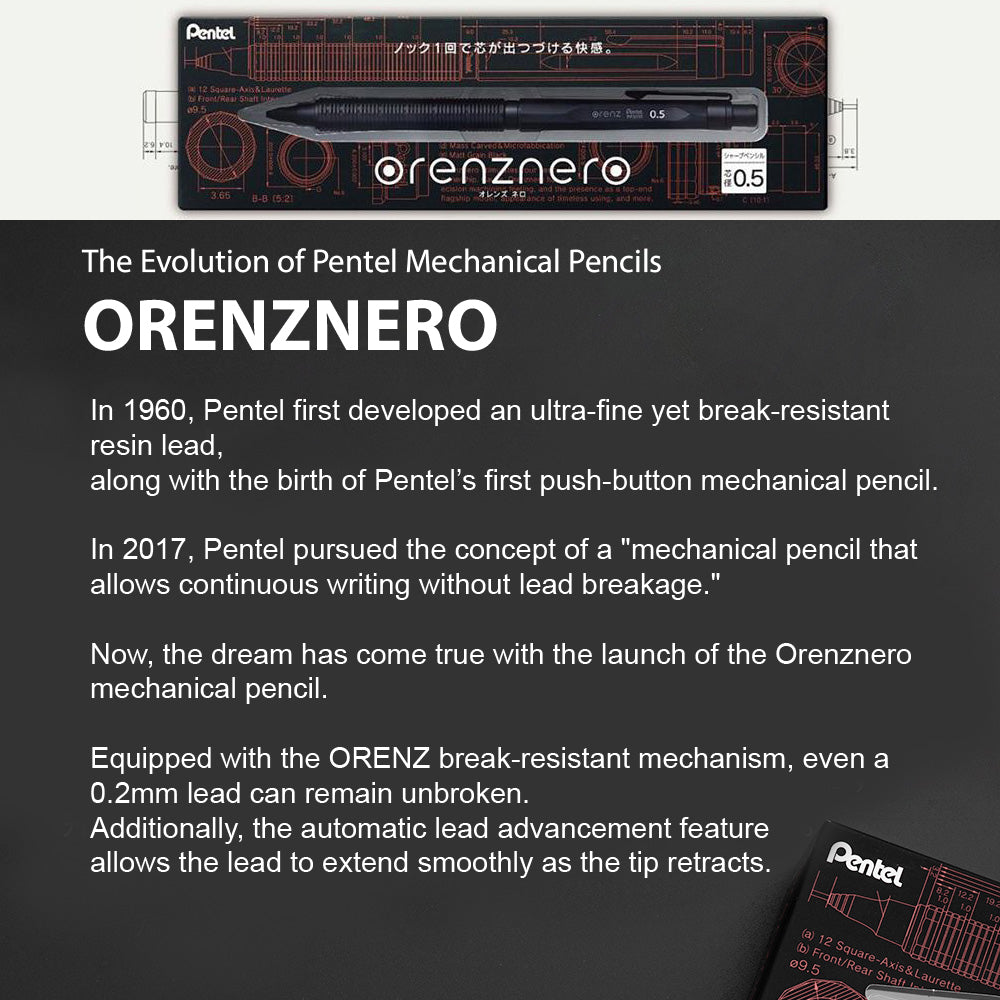 Pentel orenznero 0.3mm fine mechanical pencil black PP3003-A anti-break super stable