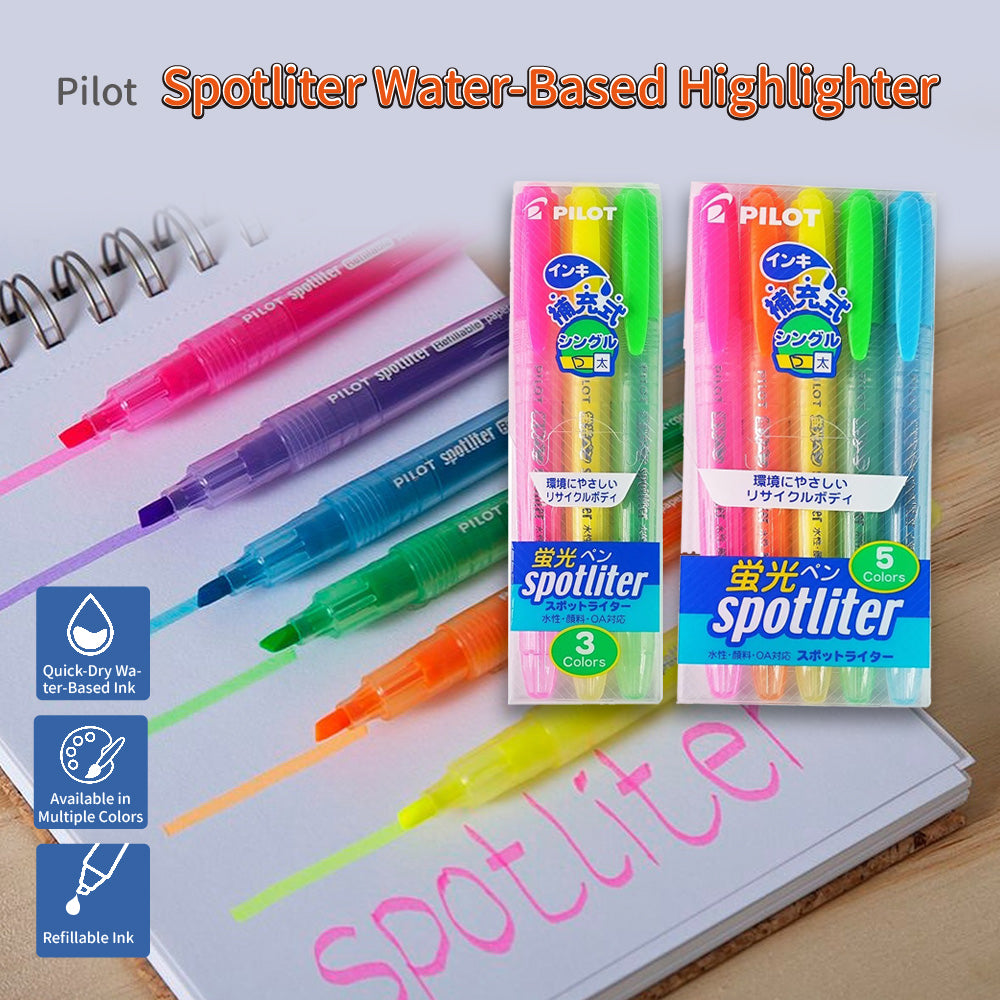 Eco-Friendly Pilot Spotliter Highlighters - Vibrant & Refillable Sets ...