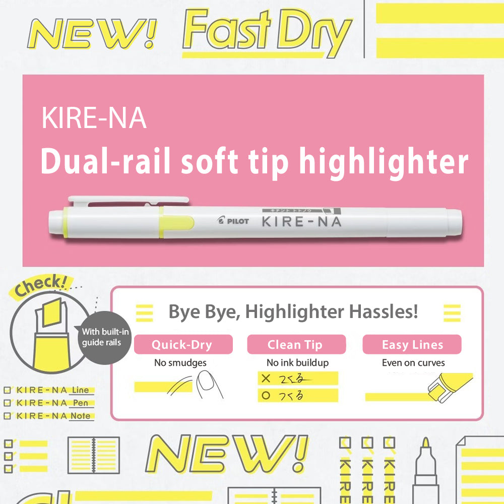 Pilot Kire-na dual-head highlighter SKIW-1 Fast Dry Stable Not easy to accumulate ink Clean lines
