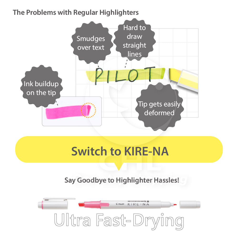 Pilot Kire-na dual-head highlighter SKIW-1 Fast Dry Stable Not easy to accumulate ink Clean lines