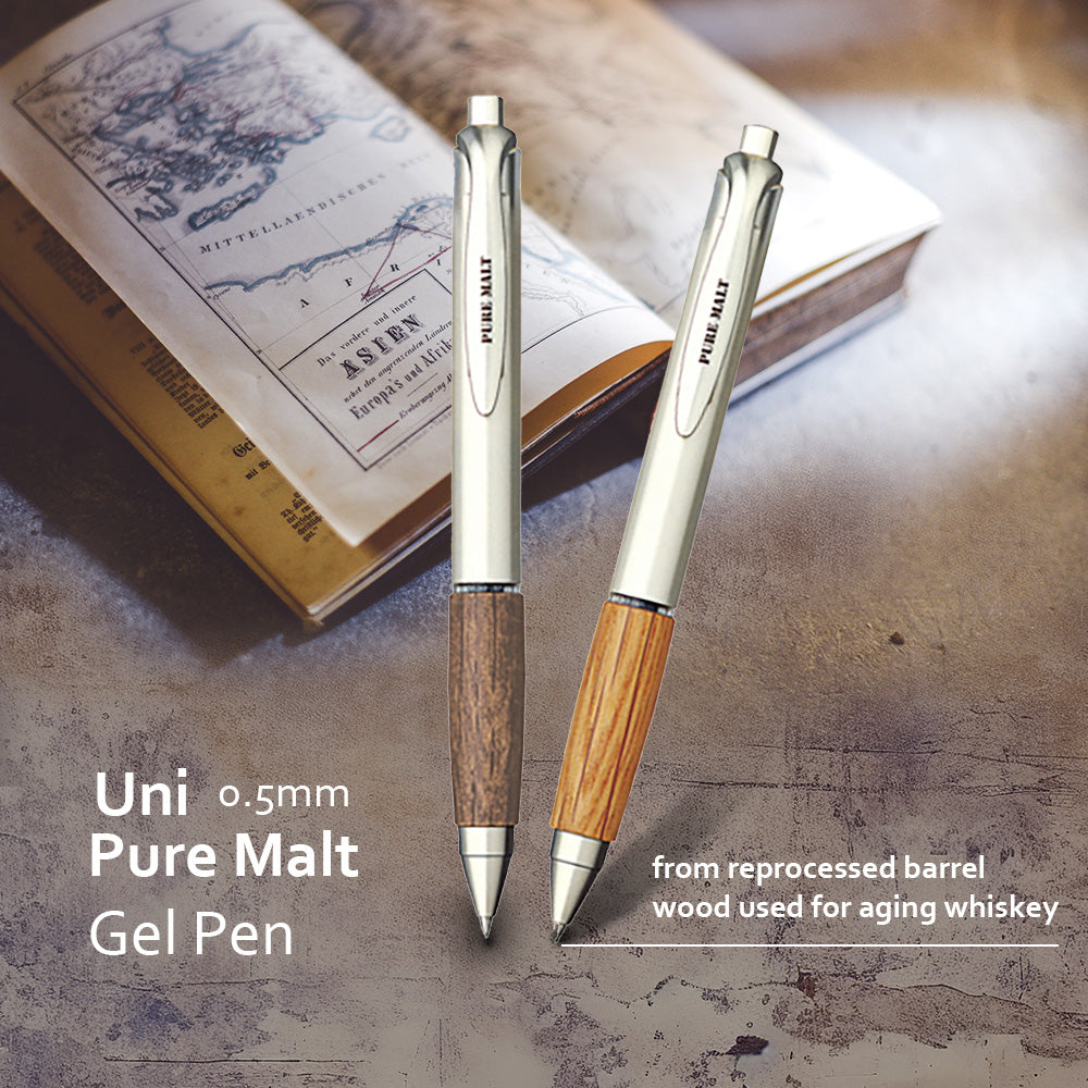 UNI Mitsubishi natural century oak hand grip 0.5mm UMN-515 press gel pen light brown dark brown office meeting writing stationery Japanese texture