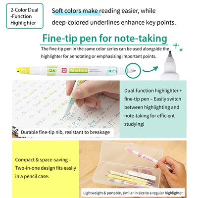 Sakura Mixline Two-color Underline Highlighter Double-ended Marker Vuk-T Highlight Notes Underline - CHL-STORE 