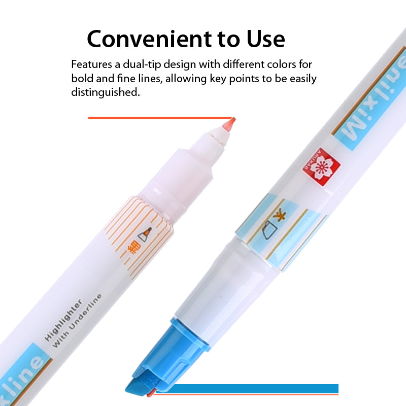 Sakura Mixline Two-color Underline Highlighter Double-ended Marker Vuk-T Highlight Notes Underline - CHL-STORE 