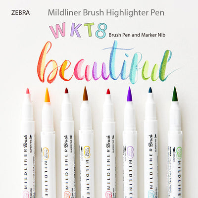 ZEBRA MILDLINER WFT8 double-headed highlighter soft-painted pen drawing marker water-based highlighter soft-headed brush extra fine - CHL-STORE 