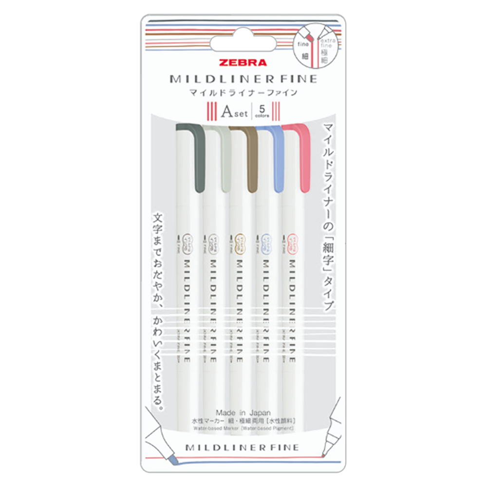 ZEBRA MILDLINER Dual Fine Tip Highlighter (WYT9) Fine Tip + Extra-Fine Tip Soft Color Marking