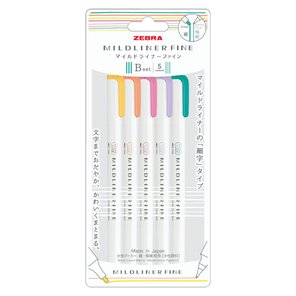 ZEBRA MILDLINER Dual Fine Tip Highlighter (WYT9) Fine Tip + Extra-Fine Tip Soft Color Marking