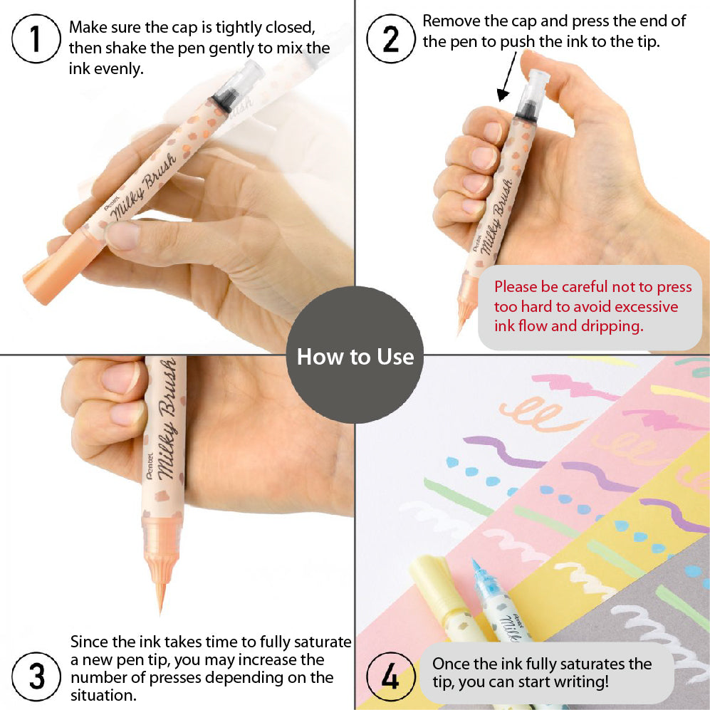 PENTEL MILKY BRUSH (Free black and white picture card) XGFH-P - CHL-STORE 