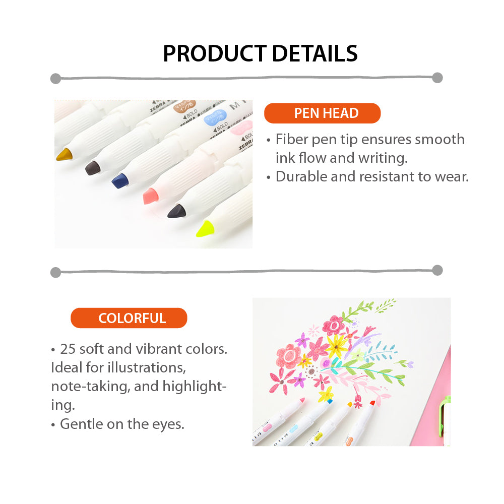 ZEBRA MILDLINER double-headed highlighter soft natural WKT7 new color highlighter - CHL-STORE 