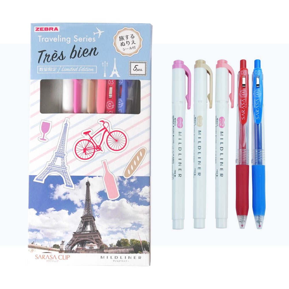 ZEBRA SARASA MILDLINER LIGHT PEN + BALLPOINT PEN LIMITED TRAVEL 5-COLOR SET - CHL-STORE 