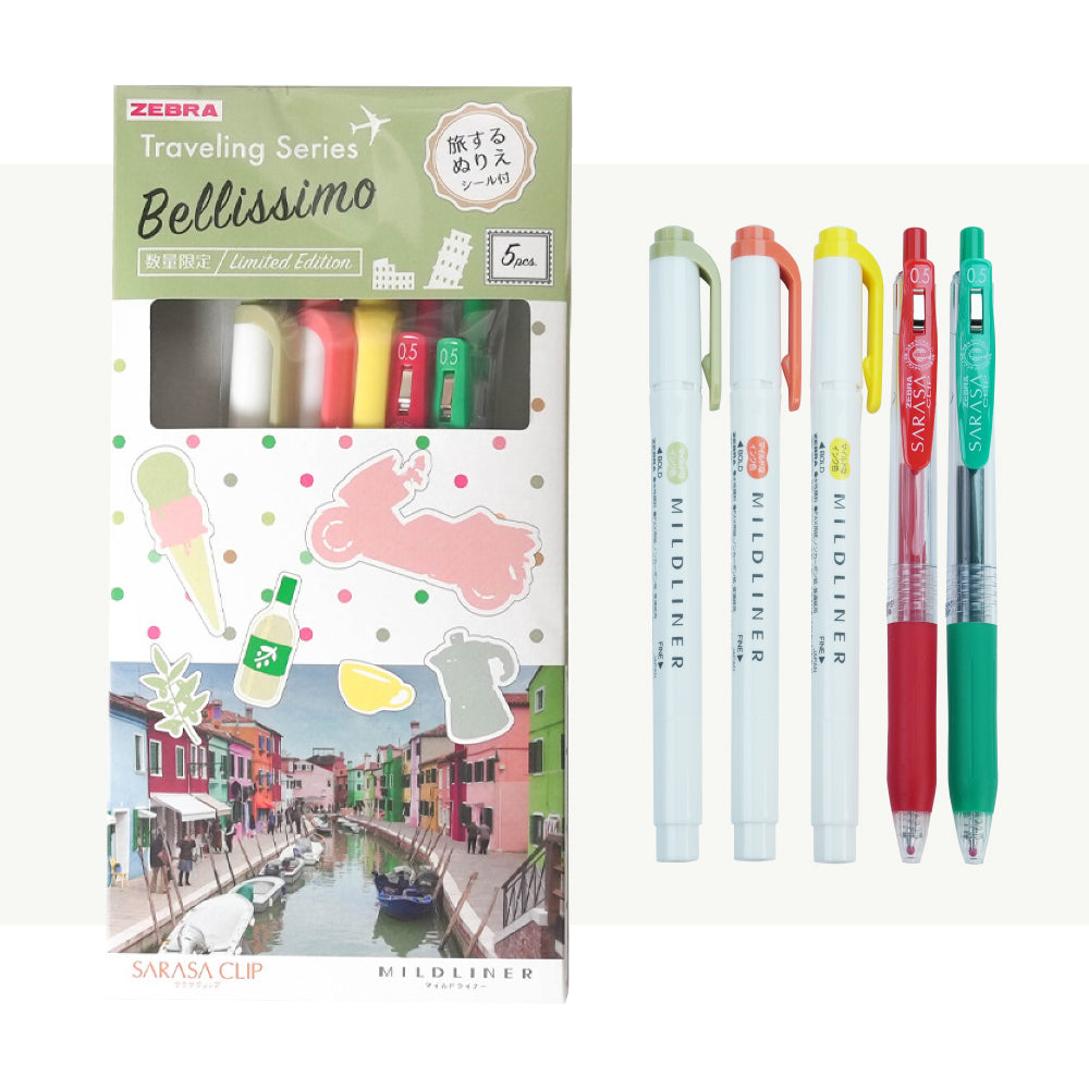 ZEBRA SARASA MILDLINER LIGHT PEN + BALLPOINT PEN LIMITED TRAVEL 5-COLOR SET - CHL-STORE 
