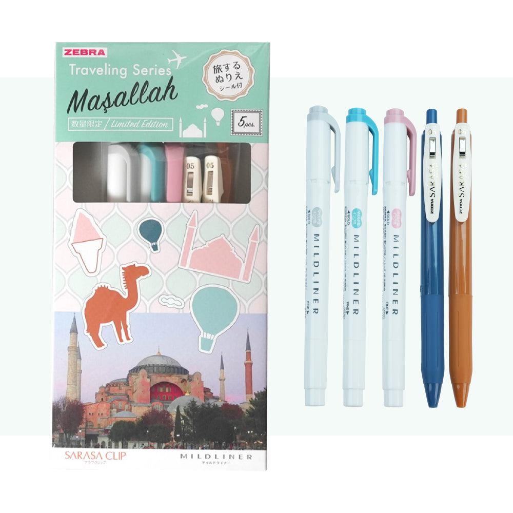 Séabra Sarasa Mildliner Pen Peann + Ballpoint Pen Limited Taisteal Taisteal 5-Color