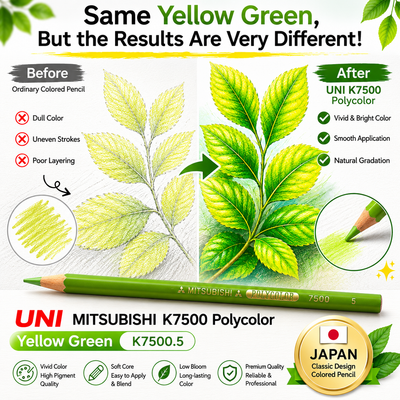 UNI K7500 Soft Sketch Design Basic Color Pencil Polycolor Yellow Green K7500.5