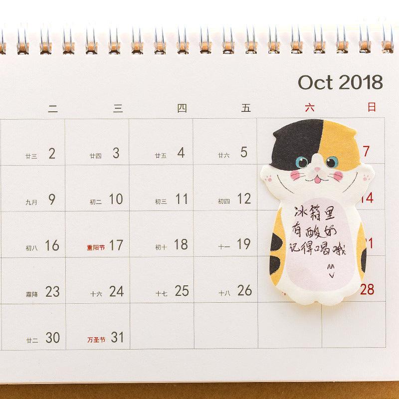 Cartoon cute cat series N times stickers, notes, post-it notes, notes, messages, standing, handbook materials, clipping DIY, office stationery, learning and daily necessities - CHL-STORE 