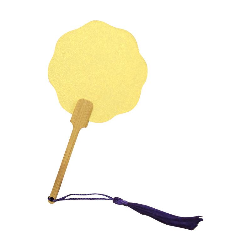 Chinese court style batik rice paper fan gold painting light yellow bright yellow modeling fan small antique paper fan fan DIY calligraphy and painting fan ancient fan calligraphy and painting creation - CHL-STORE 
