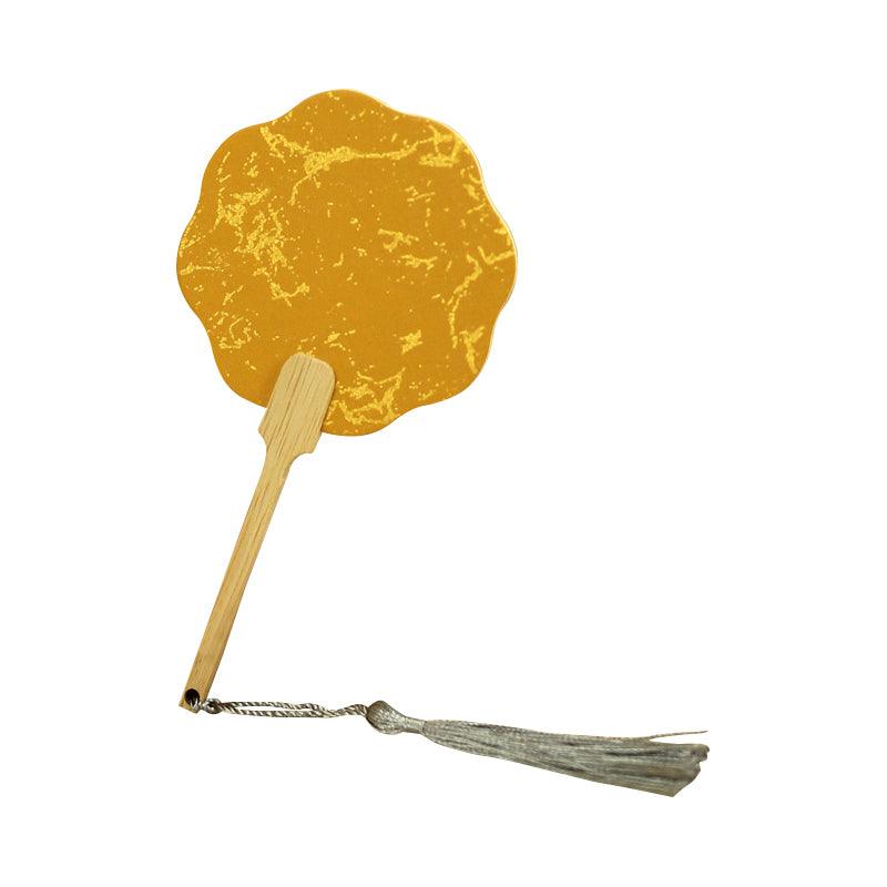 Chinese court style batik rice paper fan gold painting light yellow bright yellow modeling fan small antique paper fan fan DIY calligraphy and painting fan ancient fan calligraphy and painting creation - CHL-STORE 